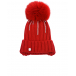 Красная шапка с помпоном и стразами Joli Bebe | Фото 1