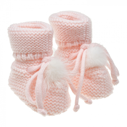 Розовые шерстяные носки с помпоном  | Фото 1