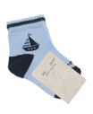 Голубые носки с декором "кораблик"