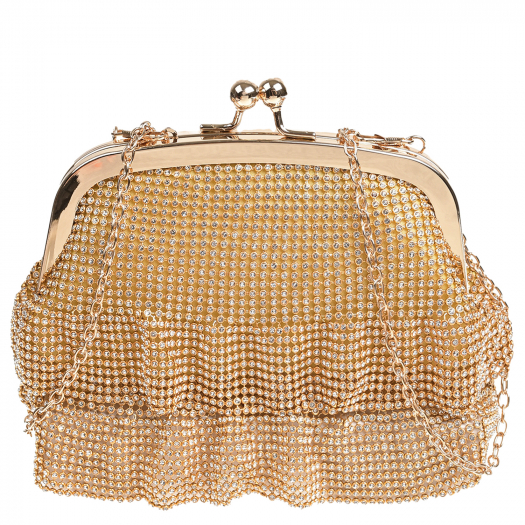 Золотая сумка со стразами, 17x13.5x5.5 см Monnalisa | Фото 1