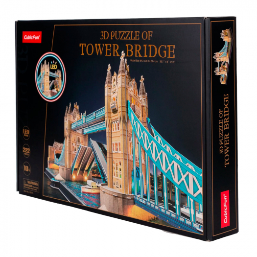 3D пазл &quot;Тауэрский мост&quot;, 222 детали, с LED-подсветкой CubicFun | Фото 1