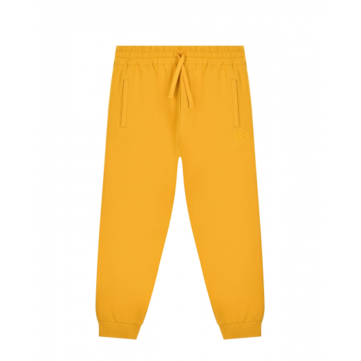 Желтые спортивные брюки с логотипом в тон Dolce&Gabbana | Фото 1