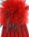Красная шапка со съемным меховым помпоном Catya | Фото 3