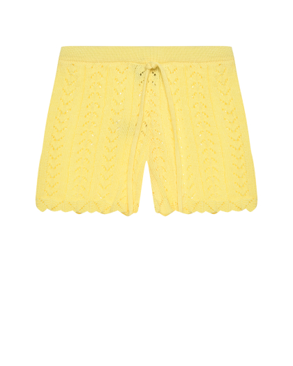Ажурные вязаные шорты, желтые Mipounet | Фото 1