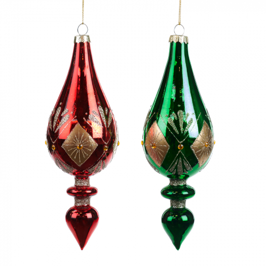 Шар Капля с орнаментом, 2 вида в ассортименте, красный/зеленый, 20 см Goodwill | Фото 1