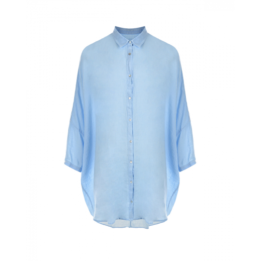 Удлиненная голубая рубашка 120% Lino | Фото 1