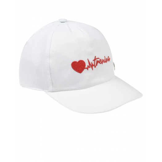 Белая кепка с вышитым сердцем и лого Il Trenino | Фото 1