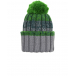 Серая шапка с зеленым помпоном Catya | Фото 1