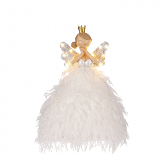 Новогодний сувенир Девочка-Ангел, белая, светодиод, на батарейках Luville | Фото 1