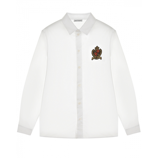 Белая рубашка с патчем-гербом Dolce&Gabbana | Фото 1