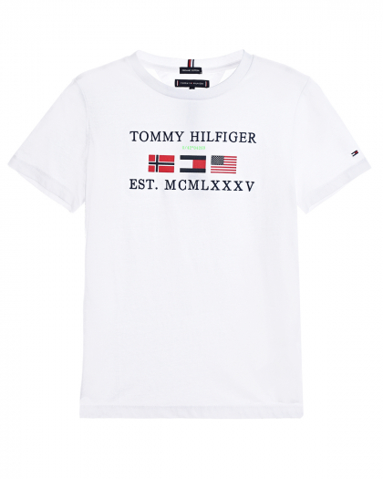 Белая футболка с логотипом Tommy Hilfiger | Фото 1