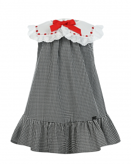 Платье в черно-белую клетку с белым воротником Baby A Мультиколор, арт. G2474 768 | Фото 1
