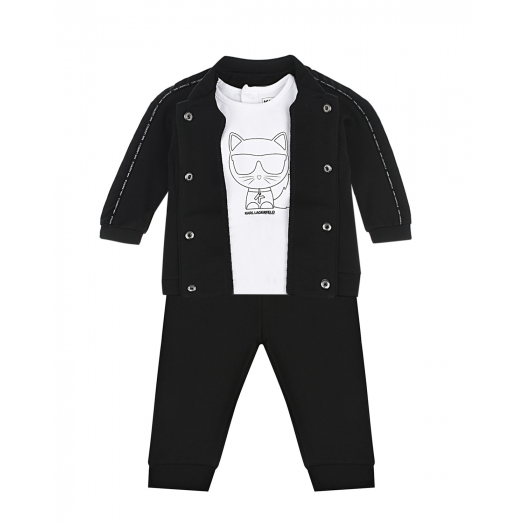 Комплект: кардиган, брюки и толстовка Karl Lagerfeld kids | Фото 1