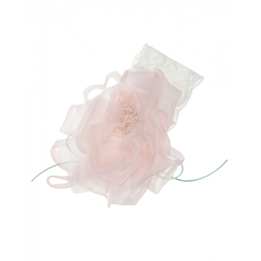 Белая кружевная повязка с розовым цветком Aletta | Фото 1