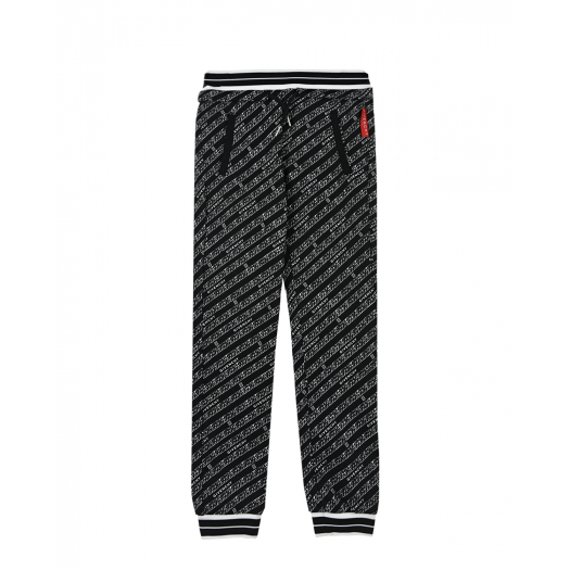 Черно-белые спортивные брюки с логотипом  | Фото 1