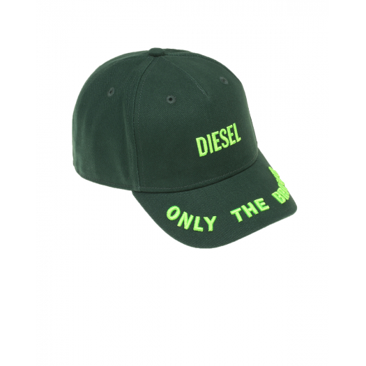Зеленая бейсболка с салатовым логотипом Diesel | Фото 1