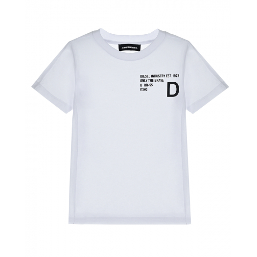 Белая футболка с контрастным принтом Diesel | Фото 1