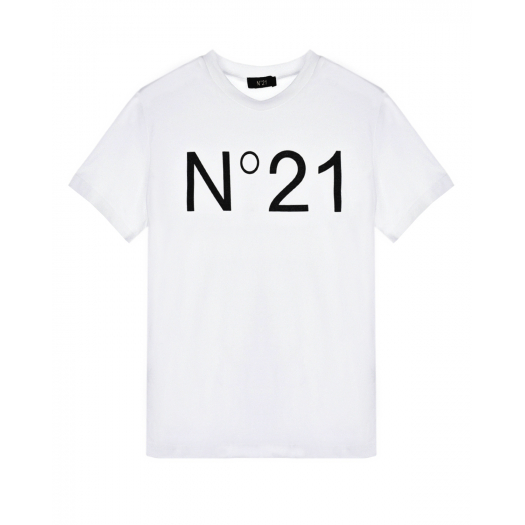 Белая футболка с черным лого No. 21 | Фото 1