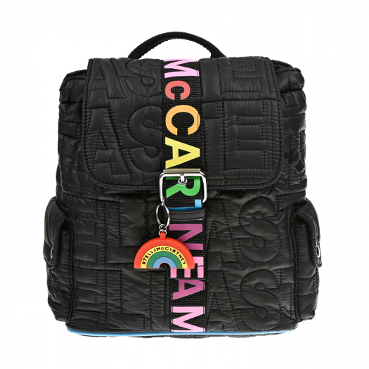 Черный рюкзак с разноцветным логотипом, 27x27x10 см Stella McCartney | Фото 1