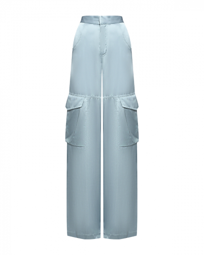 Атласные брюки-карго, голубые GCDS | Фото 1