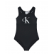 Черный купальник с белым логотипом Calvin Klein | Фото 1