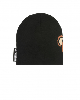 Черная шапка с принтом &quot;медвежонок&quot; Moschino Черный, арт. HUX01L LHE18 60100 | Фото 2