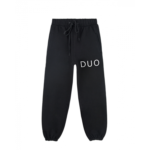 Черные спортивные брюки с принтом DUO  | Фото 1