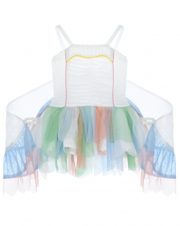 Платье с разноцветной юбкой и &quot;крыльями&quot; Stella McCartney Белый, арт. 8Q1BW2 Z0143 999 | Фото 1