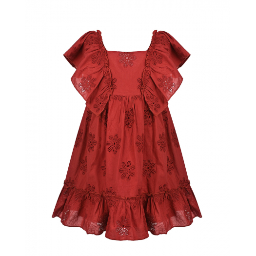 Красное платье с цветочным декором Tartine et Chocolat | Фото 1