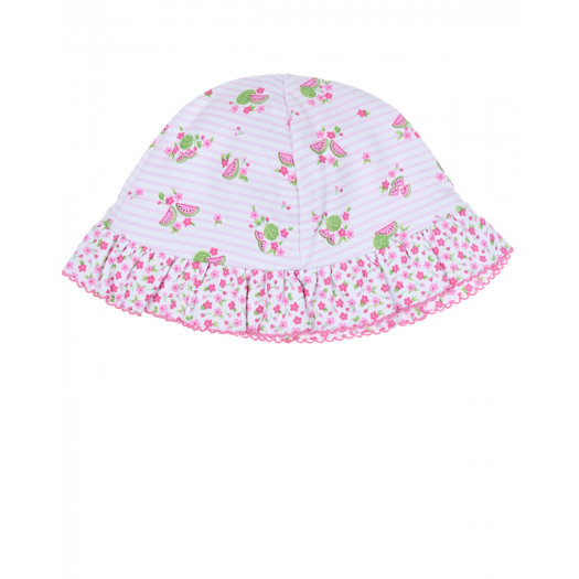 Розовая шапка с цветочным принтом Kissy Kissy | Фото 1