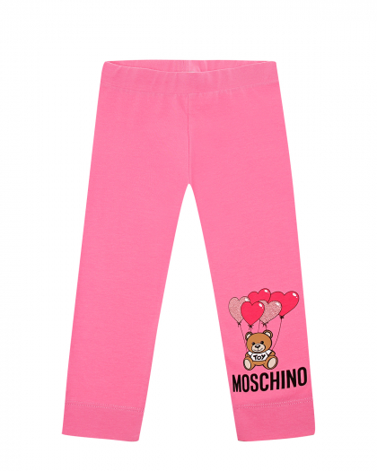 Розовые леггинсы с принтом &quot;Медвежонок&quot; Moschino | Фото 1