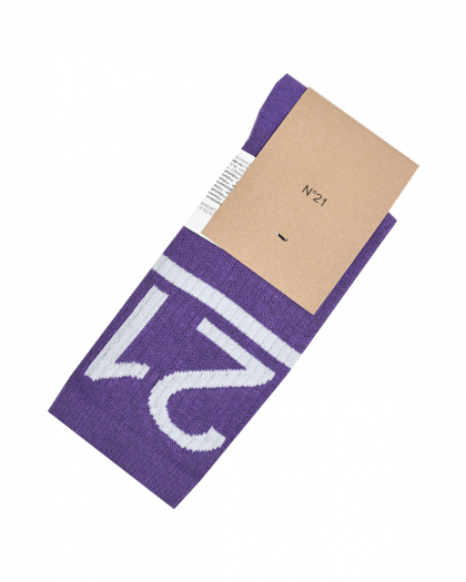 Носки с белым лого, фиолетовые No. 21 | Фото 1