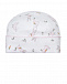 Белая шапка с принтом &quot;розовые зайцы&quot; Lyda Baby | Фото 2