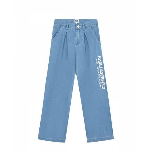 Голубые джинсы с логотипом Karl Lagerfeld kids | Фото 1