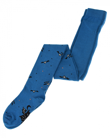 Синие колготки с принтом &quot;летучие мыши&quot; MaxiMo | Фото 1