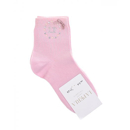 Розовые носки с бусинами и стразами La Perla | Фото 1