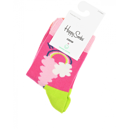 Носки цвета фуксии с принтом &quot;мороженое&quot; Happy Socks | Фото 1