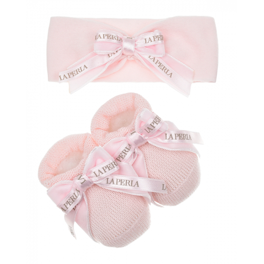 Подарочный набор: повязка и пинетки розового цвета La Perla | Фото 1
