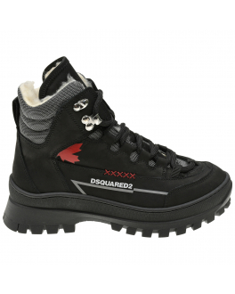 Высокие черные ботинки с подкладкой из эко-меха Dsquared2 Хаки, арт. 72308 VAR.10 | Фото 2