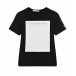 Черная футболка с белым прямоугольным принтом Calvin Klein | Фото 1