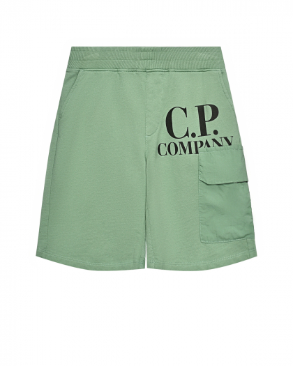 Бермуды с карманом-карго, зеленые CP Company | Фото 1