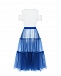 Сине-белое платье с разрезами на плечах Monnalisa | Фото 3