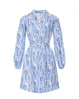 Платье с растительным принтом 120% Lino Голубой, арт. Y0W49E5 000G168 100 Y102 | Фото 1