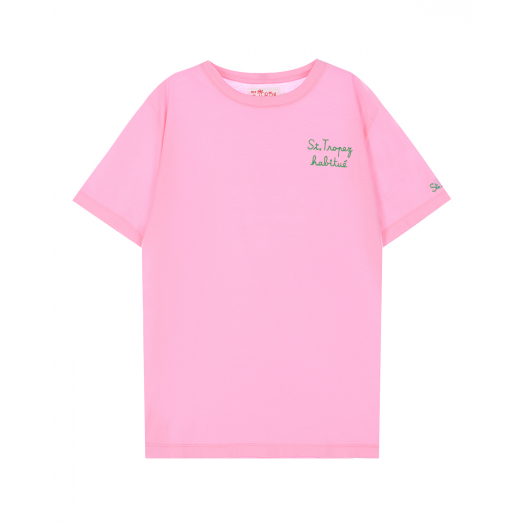 Розовая футболка с принтом &quot;St Tropez&quot; Saint Barth | Фото 1
