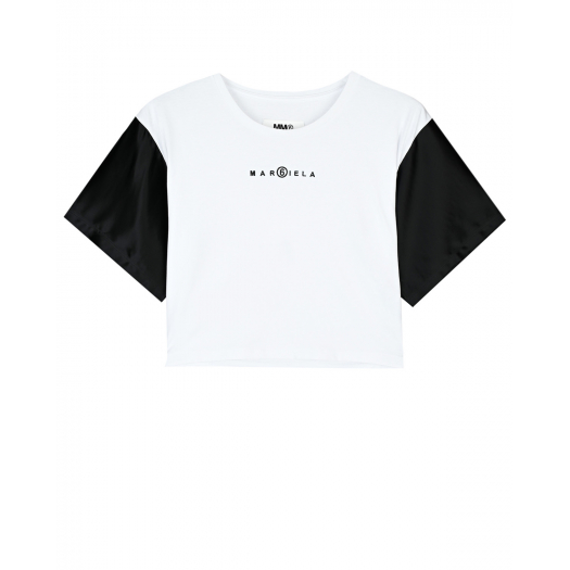 Белая футболка с черными рукавами MM6 Maison Margiela | Фото 1
