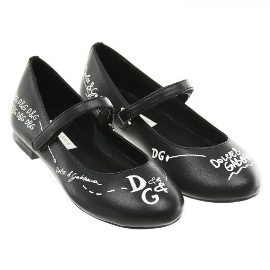 Черные туфли с белыми надписями Dolce&Gabbana | Фото 1