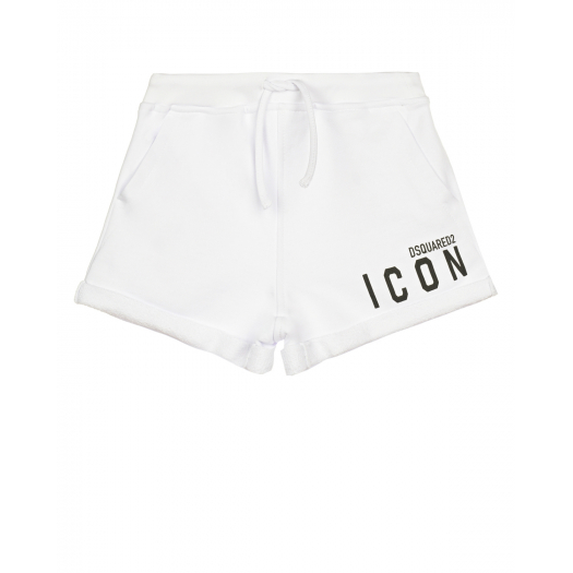 Белые шорты с принтом &quot;ICON&quot; Dsquared2 | Фото 1