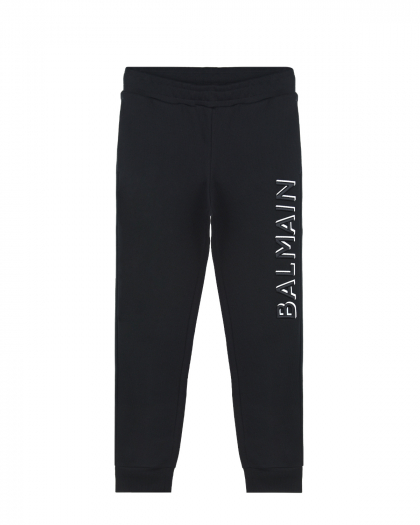 Черные спортивные брюки с вышитым логотипом Balmain | Фото 1