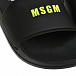 Шлепки с желтым лого, черные MSGM | Фото 6