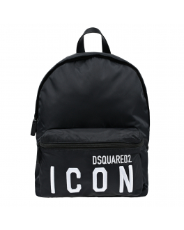 Черный рюкзак с принтом &quot;ICON&quot;, 39x28x11 см Dsquared2 Черный, арт. DQ1681 D005T DQ900 | Фото 1